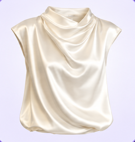 Ivory silk cowl-neck top