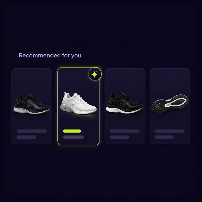 Recommended-for-you product row with one highlighted match